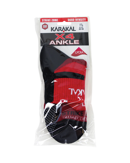 Karakal X4+ Men's Technical Quarter Socks black red packaging